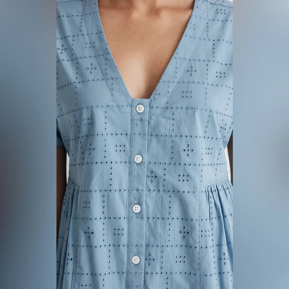 MADEWELL - Button-Front V-Neck Mini Dress Sz XXS - Picture 8 of 11
